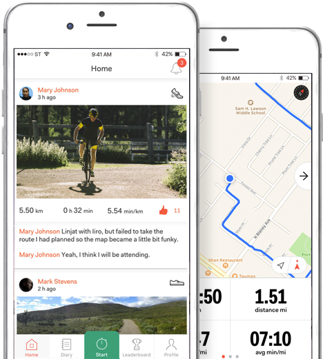 Sports Tracker mobile app with maps and GPS for running, cycling, fitness, workout and training